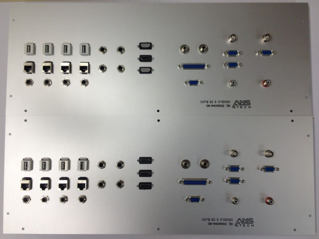 פאנל חיבורים מהיר, media dashboard - PL,mini PL,USP, רשת, RCA, VGA,ethernet,25pin,9pin,HDMI,video